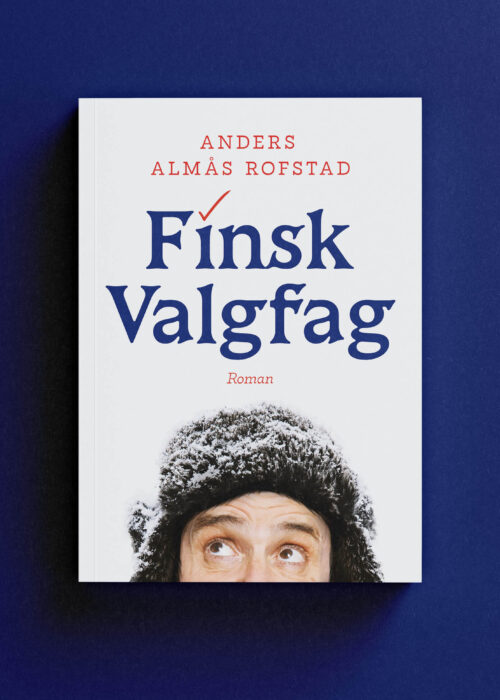 "Finsk valgfag" - front cover with the top of a man's head. The man is looking up and has a furry hat on.