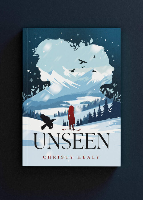 "Unseen" by Christy Heally - book cover design and illustration. Front cover.