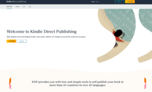 Kindle Direct Publishing, screenshot of the home page
